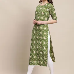 7threads KALINI Women Pack Of 2 Green & Blue Ethnic Motifs Printed Summer Sheers Crepe Kurta image 4