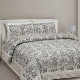 Urban Jaipur Elegance Collection Grey Cotton 230 TC King Bedsheet Set-2.28 m x 2.74 m-image-86