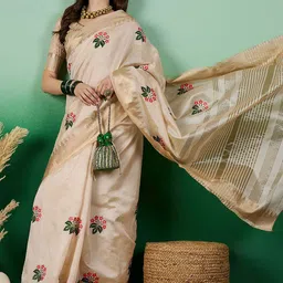 SERONA FABRICS Floral Embroidered Zari Banarasi Saree image 2