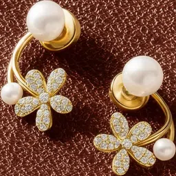 Vembley Gold-Plated Cubic Zirconia Studs Earrings image 2