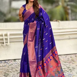 all about you Woven Design Zari Paithani Saree image 4