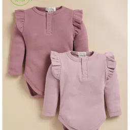 COT & CANDY Pack Of 2 Kids Long Sleeve Bodysuit With Frill-Nostalgia Rose + Blush Pink-picture-12