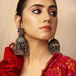 Sangria Artificial Stone Studded & Beaded Dome Shaped Jhumkas-picture-25
