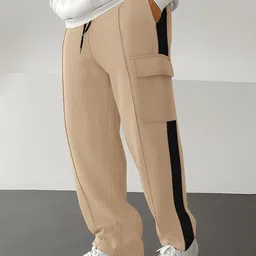 JUMPCUTS Men Mid Rise Colorblocked Baggy Fit Track Pants-picture-21