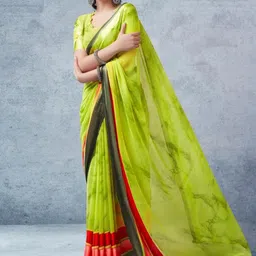 Sitanjali Abstract Printed Pure Georgette Bagh Saree image 2