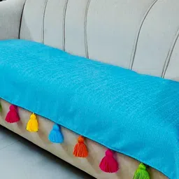 THROWPILLOW Blue & Multicoloured Solid Polyester 1 Piece Sofa Cover-image-20