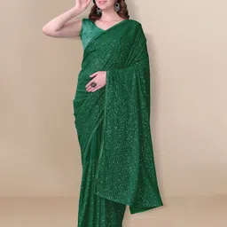 VAIRAGEE Green Embellished Sequinned Saree image 4