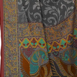 KALINI Black & Red Floral Printed Saree image 4