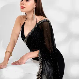 Mitera Embellished Beads and Stones Pure Chiffon Saree image 4