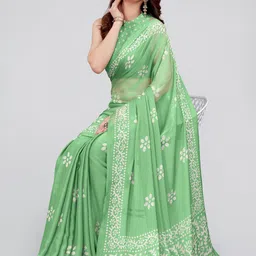 kalini MIRCHI FASHION Batik Block Printed Chiffon Saree image 4