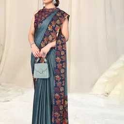 KALINI Printed Border Poly Chiffon Saree image 4