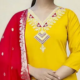 KALINI Women Ethnic Motifs Printed Cotton Kurta with Trousers & Dupatta image 4