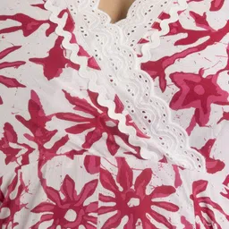 Shivaradhya Designers Women Floral Printed Angrakha Pure Cotton Kurta with Trousers image 3