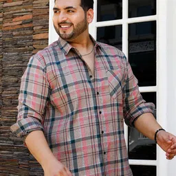Instafab Plus Size Tartan Checked Comfort Cotton Casual Shirt image 3
