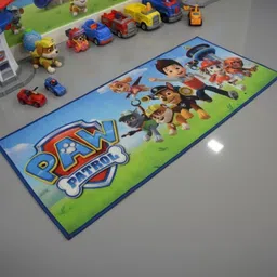 Athom Living Kids Green and Blue Paw Patrol Anti-Skid Nylon Runner Carpet-image-2