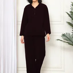 Kanvin Women Shirt Collar Night suit-image-8