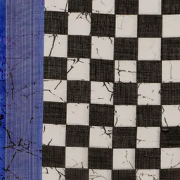 Sangria White & Black Checked Pure Linen Saree image 4