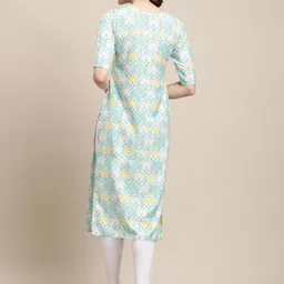 7threads KALINI Women Pack of 2 Blue & Green Printed Crepe Kurta image 5