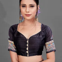 Anouk Black & Cream-Coloured Ethnic Motifs Printed Saree image 5