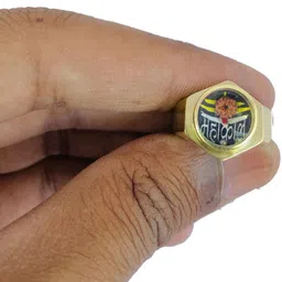 R G MART Unisex Ashtadhatu Mahakal Rudraksha Yantra Para Gold Plated Finger Ring image 3