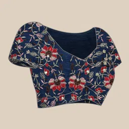 ALAGINI Ethnic Motifs Embroidered Pure Georgette Chanderi Saree image 4