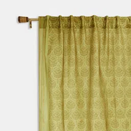 Fabindia Naisha Green & Olive Ethnic Motifs Printed Sheer Door Curtain-image-44