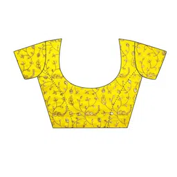 Mitera Yellow & White Leheriya Printed Embroidered Poly Georgette Leheriya Saree image 5