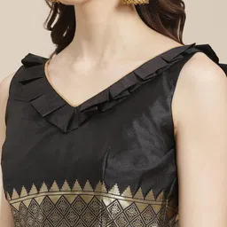 Mitera Black & Golden Woven Design Kanjeevaram Saree image 5