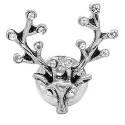 bodha Shining Jewel - By Shivansh Men Antique Vintage Silver-Plated Royal Deer Statement Brooch image 4