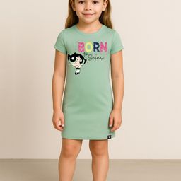 YK X Minute Mirth Girls Powerpuff Girls Printed T-Shirt Midi Dress-picture-9