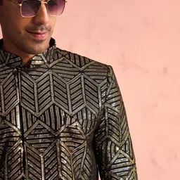 JBN Creation Embroidered Mandarin Collar Sherwani image 5