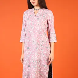 V-Mart Floral Printed Mandarin Collar Straight Kurta-image-6