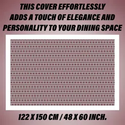 Aura Brown & White Self Star Anti-Skid Rectangle 4 Seater Table Cover image 3