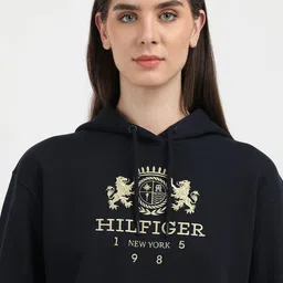 Tommy Hilfiger Women Embroidered Typography Printed Hooded Sweatshirt image 2