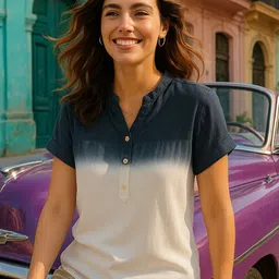 Maaesa Regular Fit Tie And Dye Casual Top-image-1