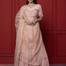 GloballyRonakRBafna Embroidered Thread Work Ready to Wear Lehenga & Blouse With Dupatta-picture-40