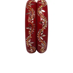 TAJ BRIDAL STORE Set Of 2 Kundans Studded Bangles image 4