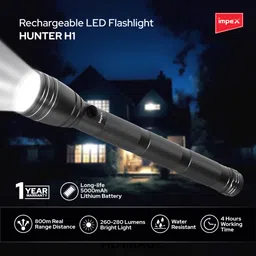 impex Hunter H1 Rechargeable Torch with Aircraft Aluminum body | Water Resistant Torch image 2