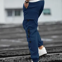 valley Men Solid Blue Track Pants image 2