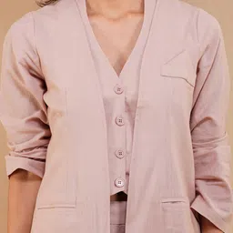 Stitchinc Flare It Halter-Neck Cotton Linen Waistcoat With Trouser & Jacket image 2