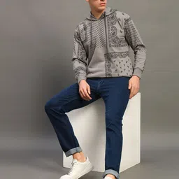 THE CASUALS Men Paisley Printed Hooded Pullover Sweatshirt-picture-24