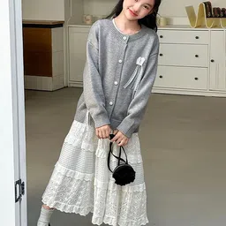 LULU & SKY Girls Bow Accent Cardigan Sweater image 2