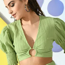 fuchsia PRETTY LOVING V Neck Top With Shorts Co-Ords image 2