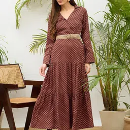 SASSAFRAS Polka Dot Print Georgette Maxi Dress image 4