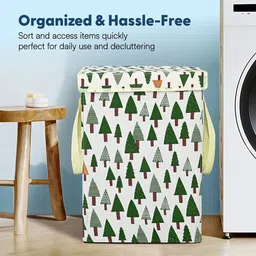 Kuber Industries 4-Pcs Green Tree Printed Foldable LaundryBag75L image 3