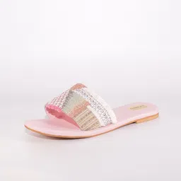 UMNOVE Women Embellished Party Open Toe Flats with Embroidered image 5