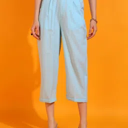 SVKETAIL Women Pack Of 2 Solid Relaxed Pleated Regular Fit Mid-Rise Cotton Trousers-image-54