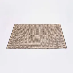 FERRA INDICA Beige & Black Natural Stripes Madurkathi Floor Mat-image-4