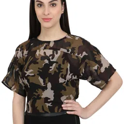 Moda Rapido Animal Print Georgette Crop Top image 4