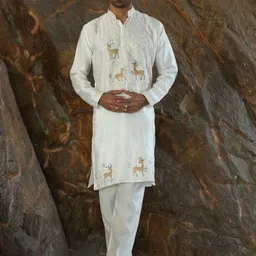 KRAFT INDIA LUXE Men Ethnic Motifs Embroidered Thread Work Kurta image 4